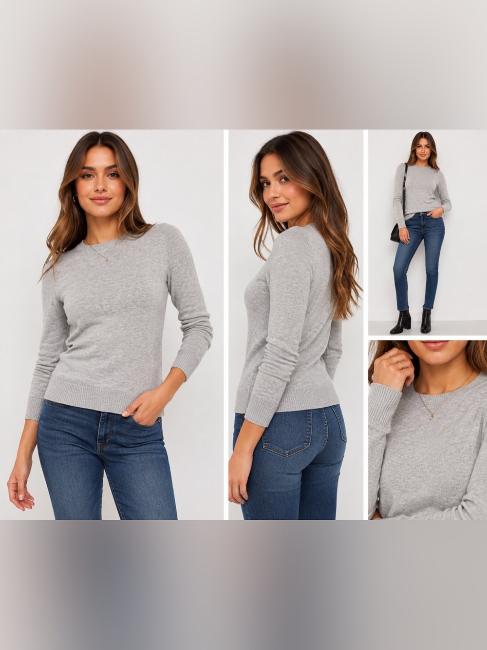 Express Women’s Light Gray Crewneck Sweater